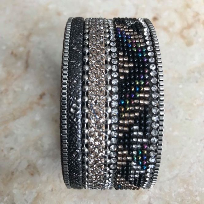 Hovedbilde Bredt magnetarmbånd miniperler L/XL