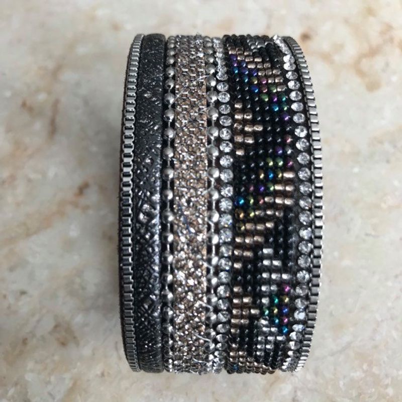 Bredt magnetarmbånd miniperler L/XL