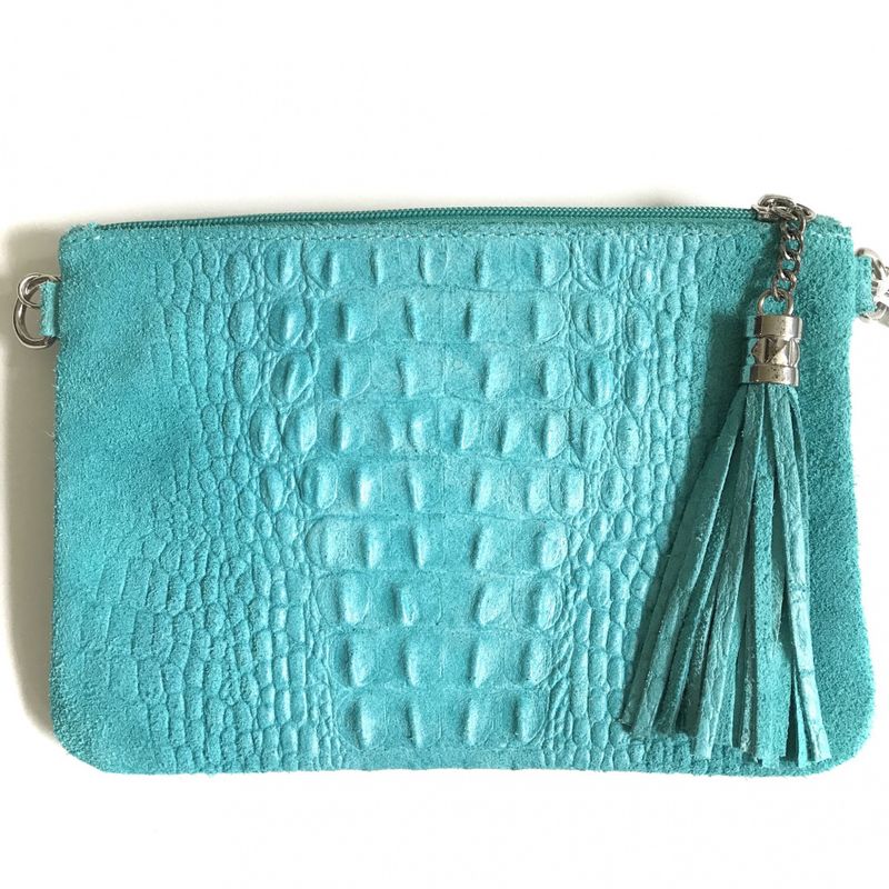 Croco clutch turkis
