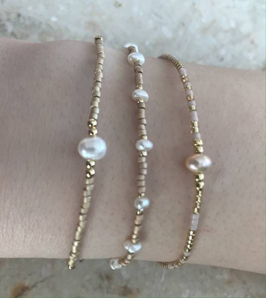 Miniperle armbånd gull