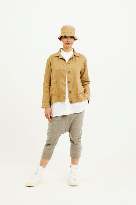 Kort Linjakke med lommer, beige