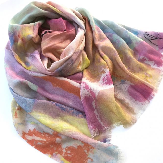Hovedbilde Skjerf happy colour tynn ull